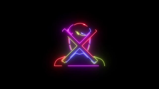 Restricted access neon line icon seamless loop