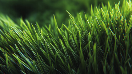 Fototapeta premium Green grass macro texture with sunlight natural background