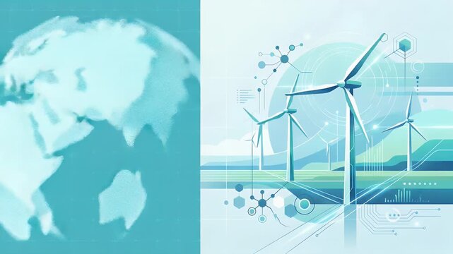 Refined wallpaper design featuring minimalist abstract elements inspired by wind farm development with broad empty space for academic overlays and digital annotations supporting innovative turbine eng