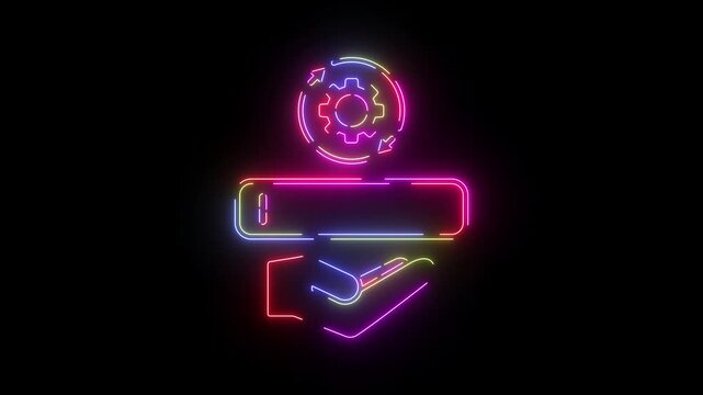 Time settings neon line icon seamless loop
