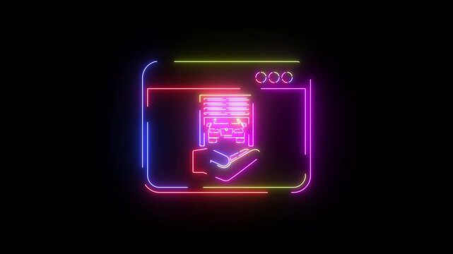 Parking zone neon line icon seamless loop