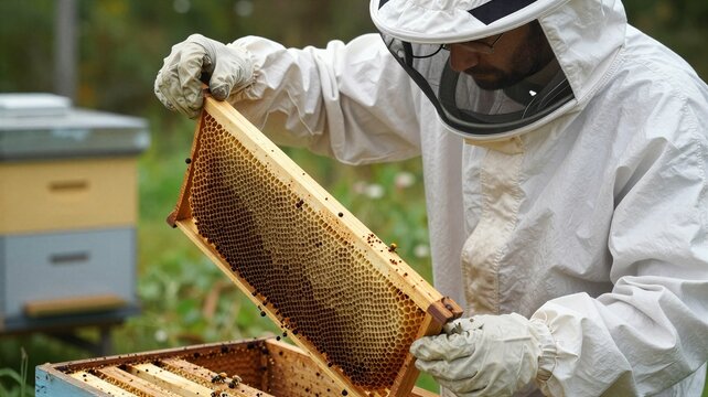 Beekeeper Checking Queen Cells