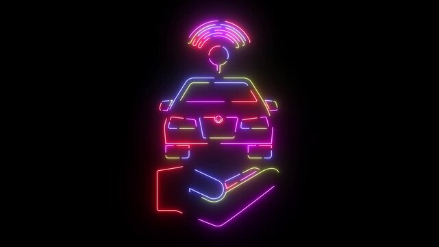 Wifi signal neon line icon seamless loop
