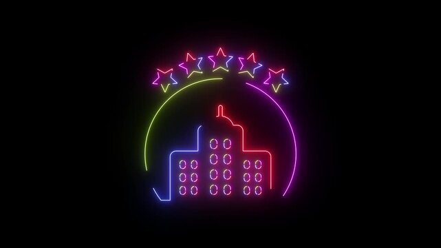 Five star rating neon line icon seamless loop