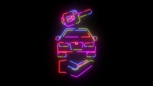 Used car contract neon line icon seamless loop