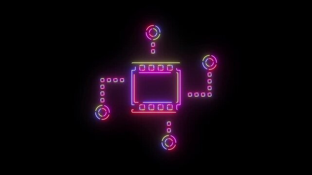 Mobile connection neon line icon seamless loop