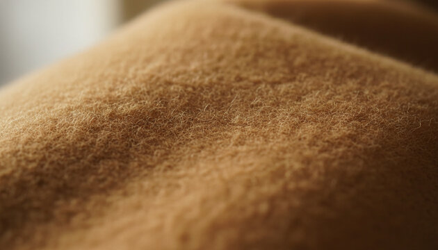 Pure Vicuna wool fabric texture in rich golden camel brown color