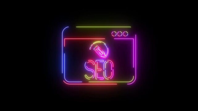Website design neon line icon seamless loop