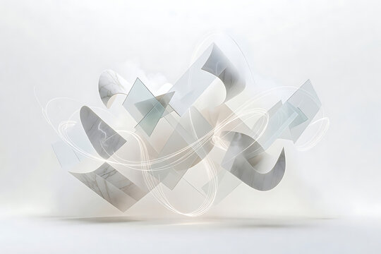 Abstract Composition of Geometric Shapes and Light Trails