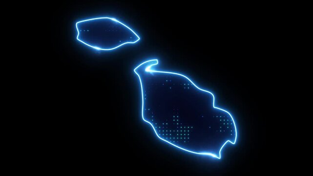 Neon Stroke Map Animation of MALTA with Glowing Light Effects