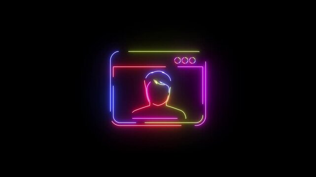 User profile neon line icon seamless loop