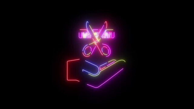 Pecten Comb Hygiene neon line icon seamless loop