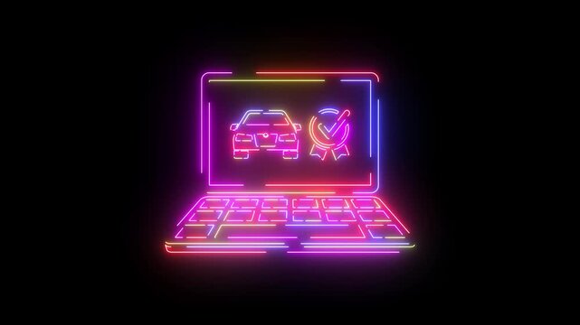 Recommended checkmark neon line icon seamless loop