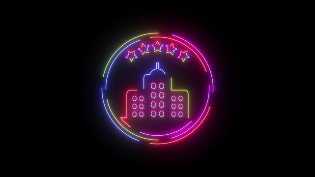 Five star rating neon line icon seamless loop
