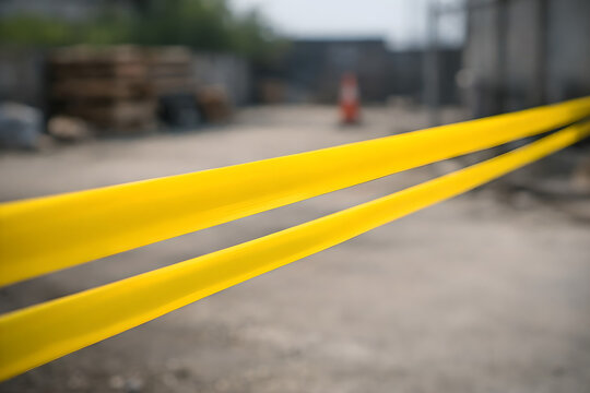 Yellow Caution Tape Marking Restricted Area Outdoors