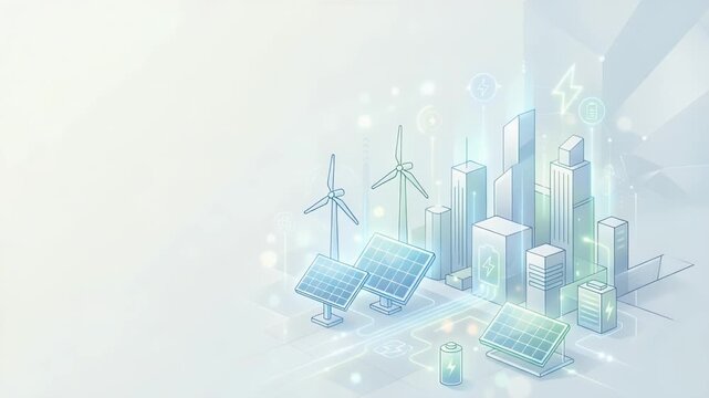 Refined wallpaper design featuring minimalist abstract elements inspired by sustainable urban energy with broad empty space for academic overlays and digital annotations supporting innovative smart gr