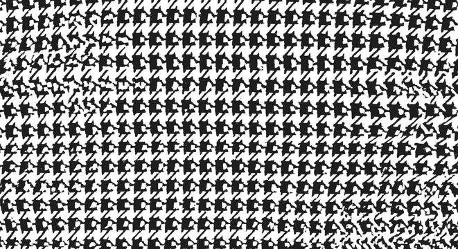 Classic houndstooth pattern black and white textile background digital art