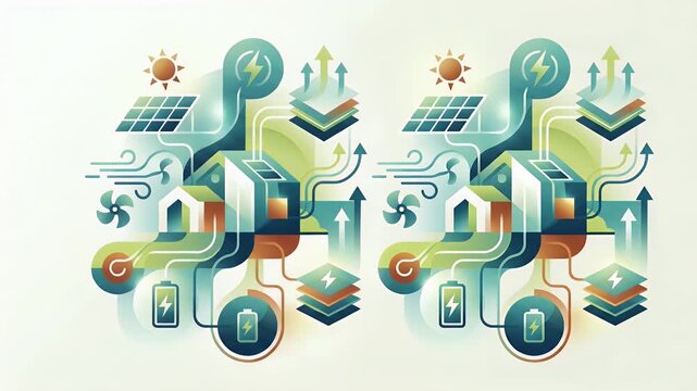 Refined wallpaper design featuring minimalist abstract elements inspired by netpositive energy homes with broad empty space for academic overlays and digital annotations supporting innovative sustaina