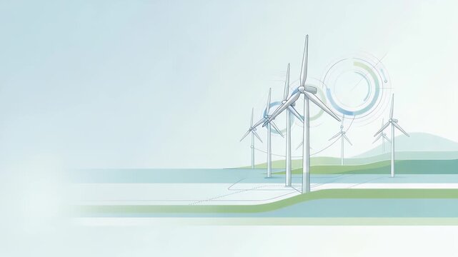 Refined wallpaper design featuring minimalist abstract elements inspired by wind farm development with broad empty space for academic overlays and digital annotations supporting innovative turbine eng
