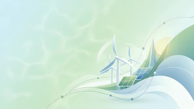 Refined wallpaper design featuring minimalist abstract elements inspired by clean energy transition with broad empty space for academic overlays and digital annotations supporting innovative renewable