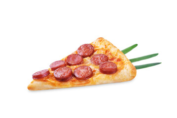 Pizza mini with tomato sauce and sausages in the form of carrots on a white isolated background