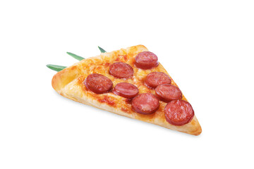 Pizza mini with tomato sauce and sausages in the form of carrots on a white isolated background