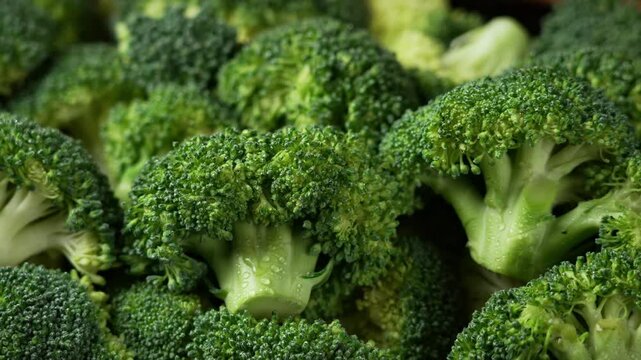 closeup of Fresh green broccoli florets vegetable