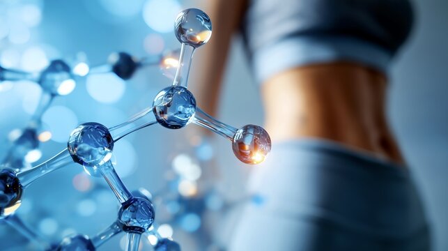 Somatotropin peptide structure in female wellness science concept