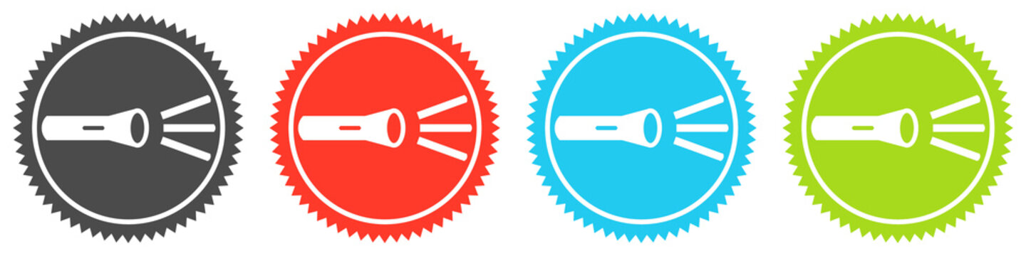 Icons auf 4 Buttons mit Zacken zeigen Taschenlampe oder Nachtwanderung