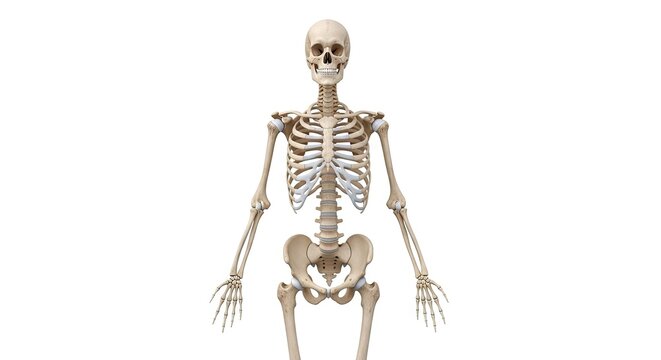 Human skeleton model isolated on white.