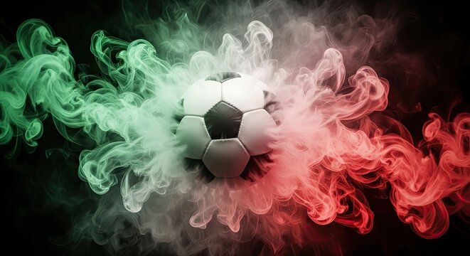 Italian Football Soccer Ball Smoke Flag.