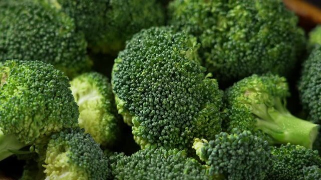 closeup of Fresh green broccoli florets vegetable