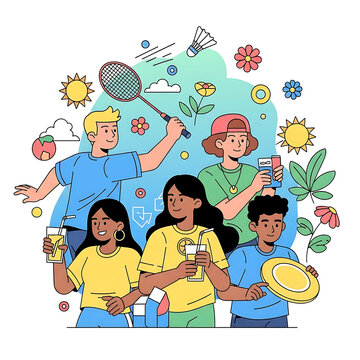 Diverse group of people enjoying outdoor activities and hobbies