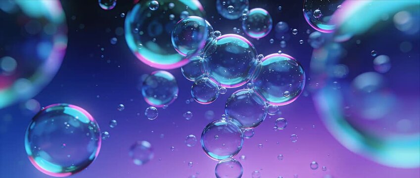 Neon bubble gradient background abstract colorful floating glow iridescent blue pink digital art glossy soap sphere pattern dreamy futuristic liquid texture fluid modern fantasy light dreamy fluid