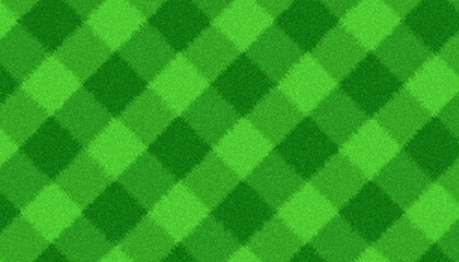 Diagonal checkerboard pattern on green grass soccer field or mown lawn © Enka