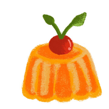 This is a cute jello that can decorate your day witha red cherry fuit on top.