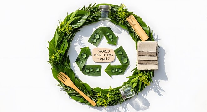 Circular Eco Friendly Wellness Flat Lay World Health Day April 7
