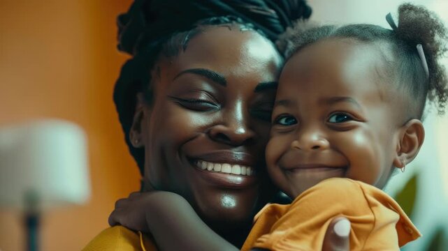 A joyous moment between a mother and her child, filled with love and happiness.