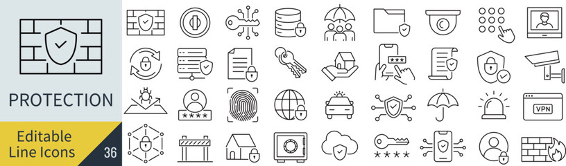 線の編集ができる保護に関するアイコンセット（アウトライン化していない）  © syoko