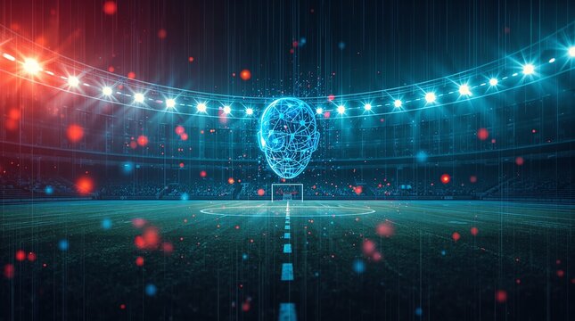 Futuristic Soccer Stadium with Digital Globe Center Court