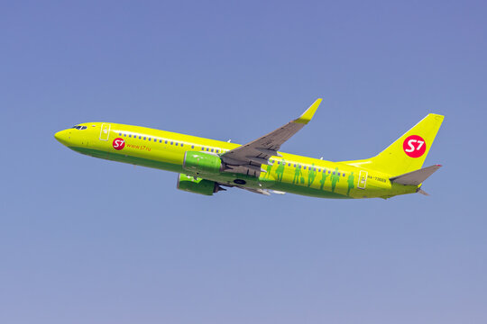 S7 Airlines Boeing 737-800 airplane at Dubai airport in the United Arab Emirates