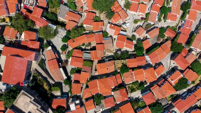 Aerial View of the Traditional Village and Fortress in Samothraki