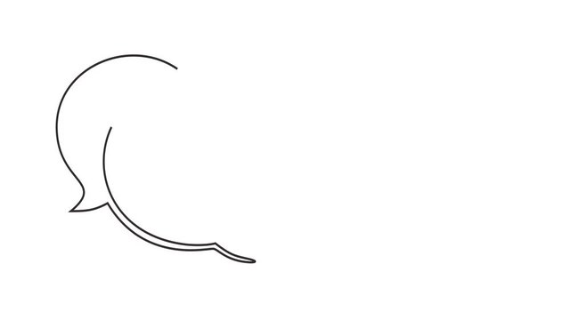 Animated self drawing of continuous line draw of Speech Bubble Love Talk Text Dialogue Sweet Talking Conversation Discussion Message Romantic Loving Words Emotion H Full length one line animation. 4K	