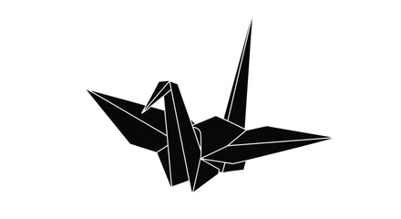 A striking black origami crane design presented as a silhouette © Mdarif