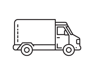 Fototapeta premium Minimalist Box Truck Vector Illustration Clean Line Art Icon for Logistics, Delivery Services, and Commercial Transportation Branding