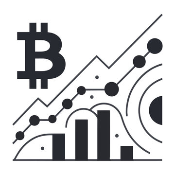Vector featuring bitcoin symbol and financial graphs
