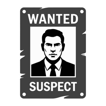 Vector wanted poster featuring a suspect's mugshot with a serious expression