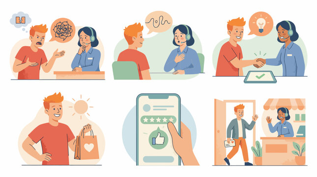 Customer Experience Emotion Support Satisfaction and Loyalty Concept Vector