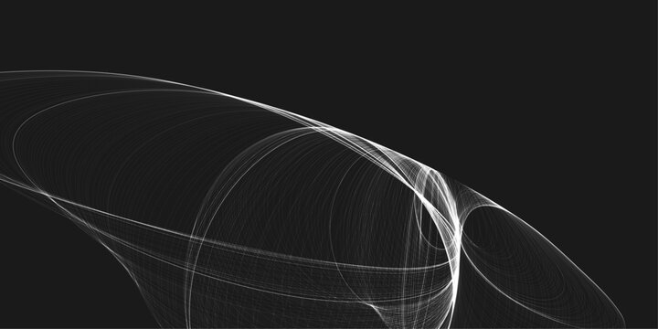 minimal abstract vector glowing light line wave on dark background with flowing geometric curves.