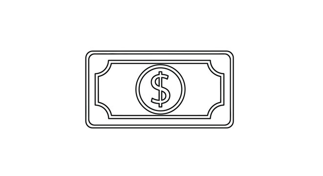 Simple line drawing of a dollar bill with a distinct silhouette